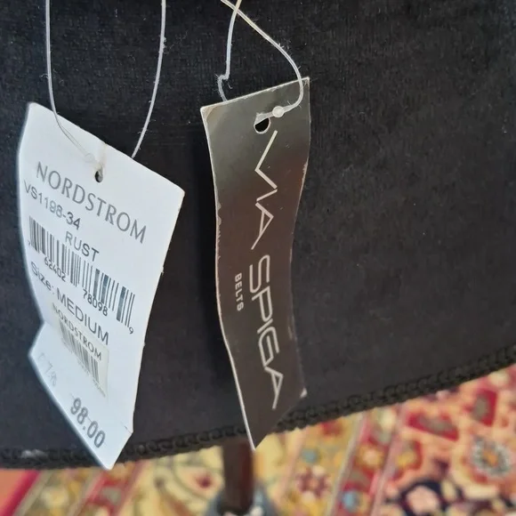 VIA SPIGA Vintage 90s Distressed Leather Wide Belt Medium Brown - Picture 2 of 7